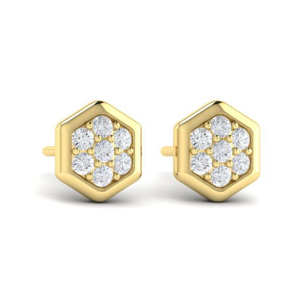 Diamond Cluster Honeycomb Stud Earrings
