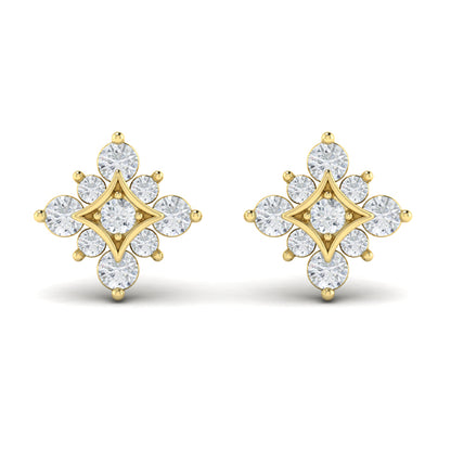 Floating Diamond Star Stud Earrings