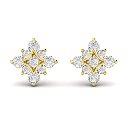 Floating Diamond Star Stud Earrings