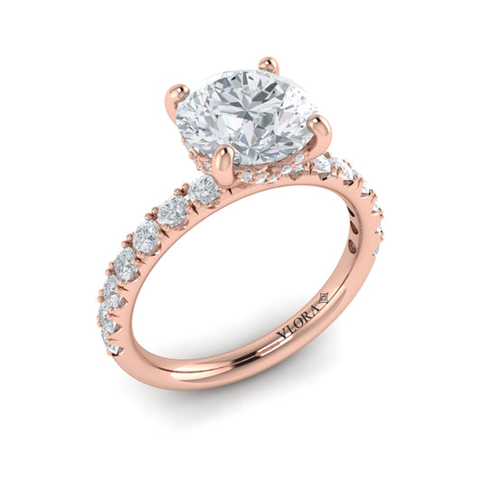 Round Classic Engagement Ring in 14K Rose Gold by Vlora Bridal