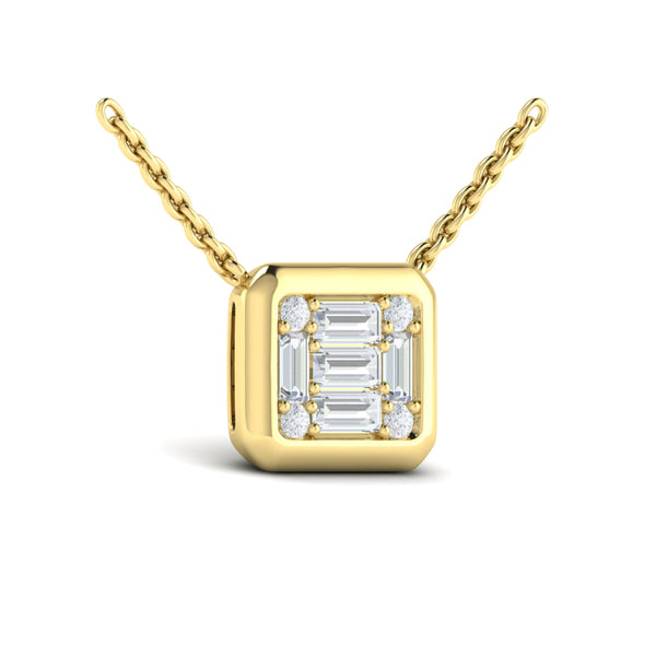 Multi Diamond Baguette Pendant Necklace