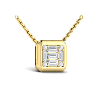 Multi Diamond Baguette Pendant Necklace