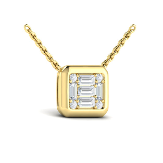 Multi Diamond Baguette Pendant Necklace