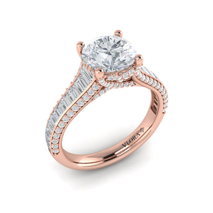 Dramatic Cathedral Hidden Halo Engagement Ring