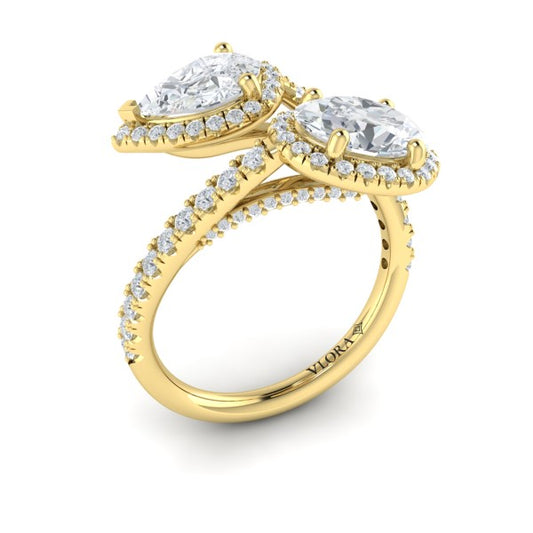 Oval and Pear Halo Toi et Moi Engagement Ring