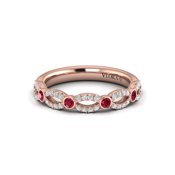 Diamond and Ruby Cascade Band