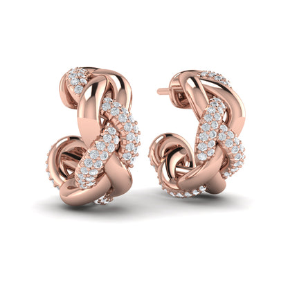 Alternating Diamond Twist Huggie Hoop Earrings