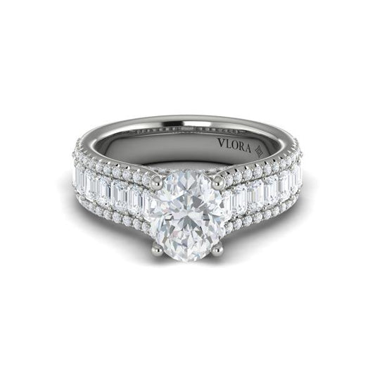 Oval Classic Engagement Ring in Platinum by Vlora Bridal
