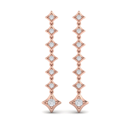Diamond Vlora Star Long Drop Statement Earrings