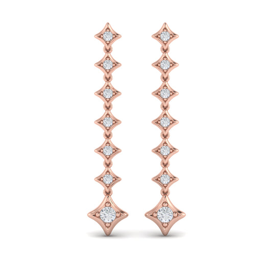 Diamond Vlora Star Long Drop Statement Earrings