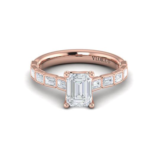 Bezeled Emerald Cut Engagement Ring