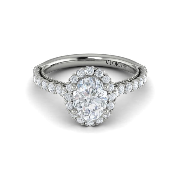 Floral Halo Oval Engagement Ring