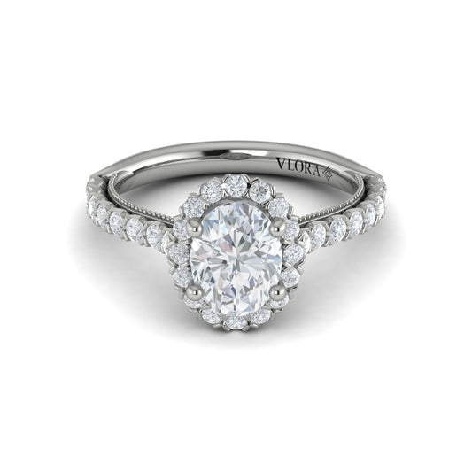 Floral Halo Oval Engagement Ring