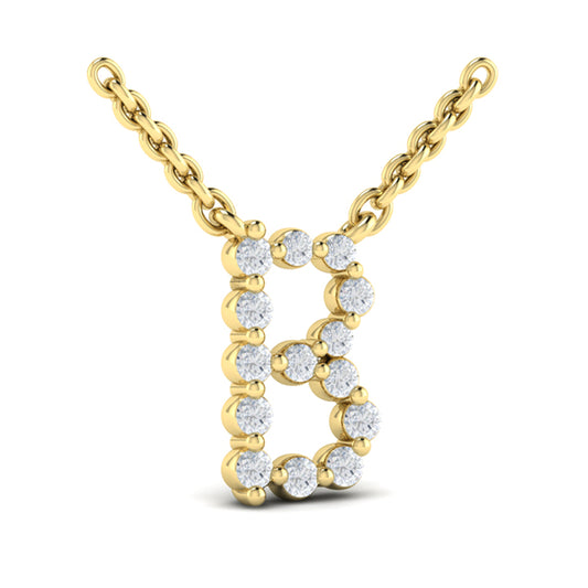 Diamond Alphabet Pendant Necklace, B
