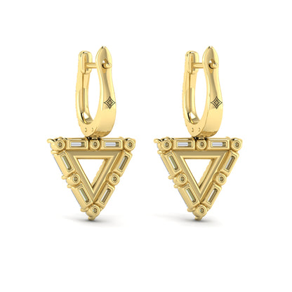 Diamond Baguette Double Trinity Huggie Earrings