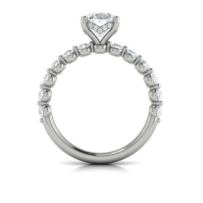 Classic Oval Engagement Ring with Floating Diamond Band