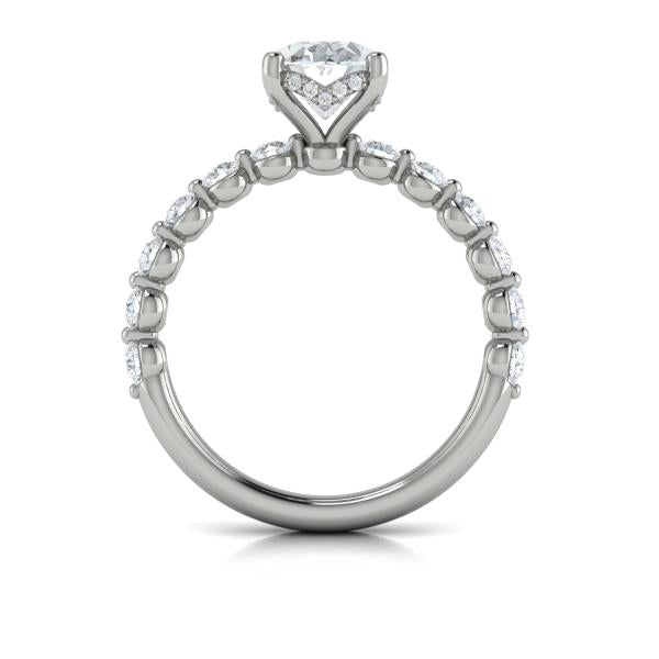 Classic Oval Engagement Ring with Floating Diamond Band