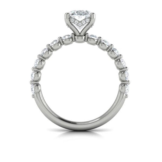 Classic Oval Engagement Ring with Floating Diamond Band