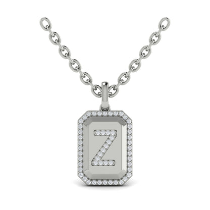 Diamond Medallion Alphabet Pendant Link Necklace, Z