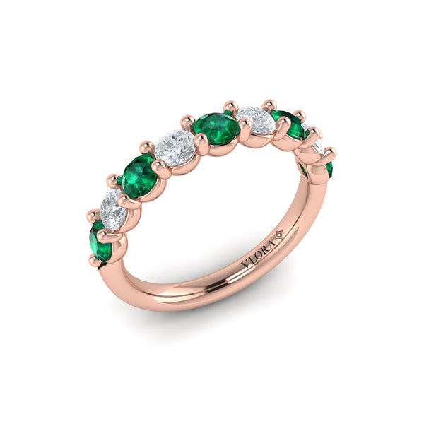 Classic Emerald and Diamond Stackable Band