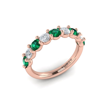 Classic Emerald and Diamond Stackable Band