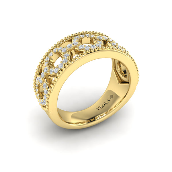 Diamond Open Honeycomb Link Ring