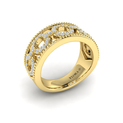 Diamond Open Honeycomb Link Ring