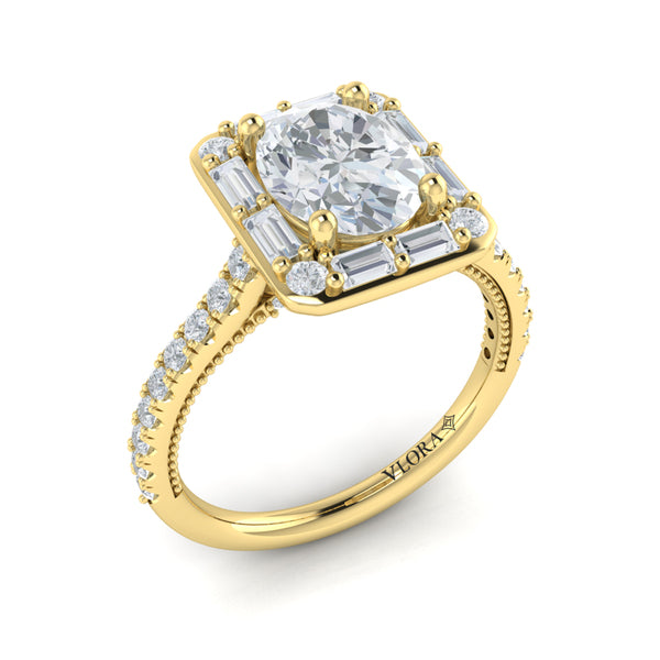 Deco Elegance Halo Oval Engagement Ring