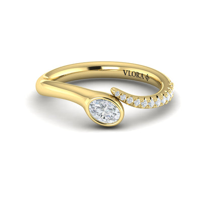 Bezel‑Set Oval Diamond Ring With Diamond Pavé Curve