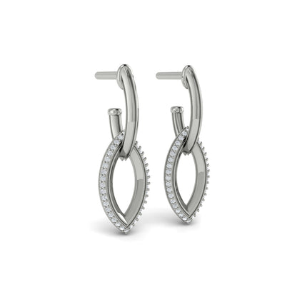 Open Navette Silhouette wtih Diamonds Earrings