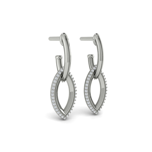 Open Navette Silhouette wtih Diamonds Earrings