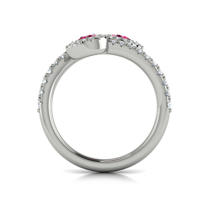 Diamond Wrapped Pear Ruby Ring