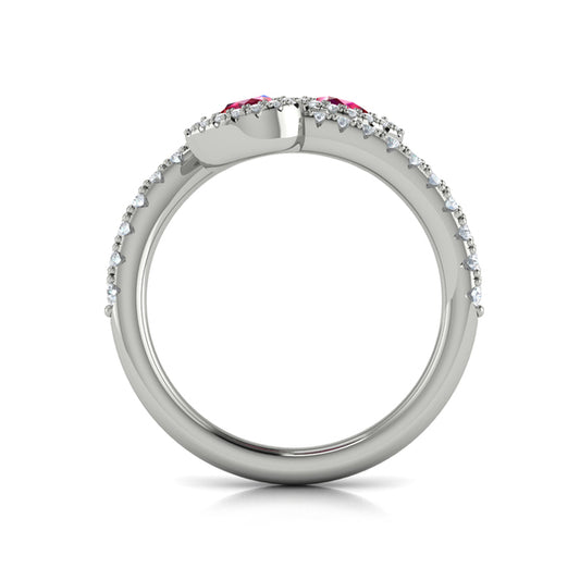 Diamond Wrapped Pear Ruby Ring