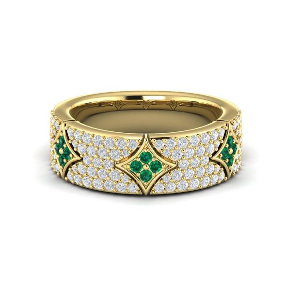 Diamond and Emerald Vlora Star Ring