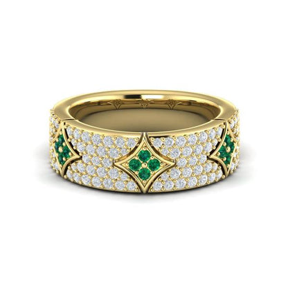 Diamond and Emerald Vlora Star Ring
