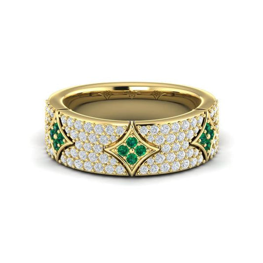 Diamond and Emerald Vlora Star Ring