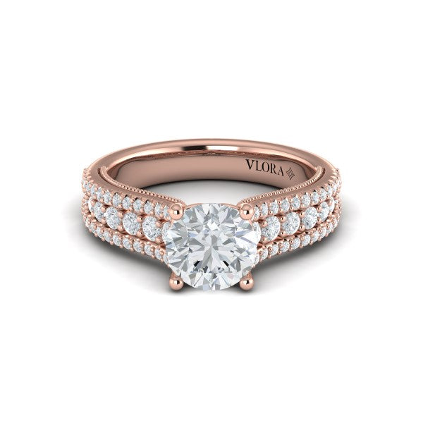 Bold Cathedral Round Diamond Engagement Ring