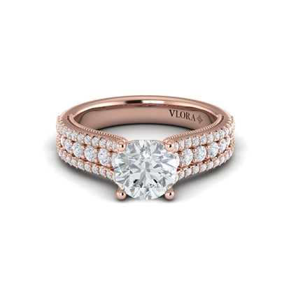 Bold Cathedral Round Diamond Engagement Ring