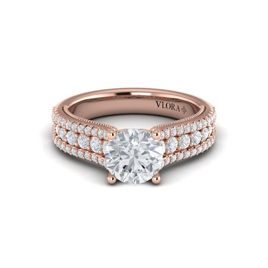 Bold Cathedral Round Diamond Engagement Ring