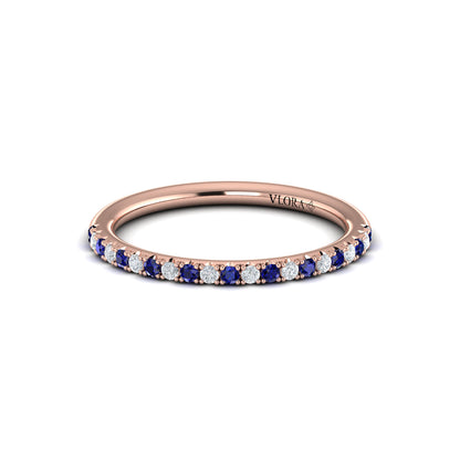 Slim Sapphire and Diamond Stackable Band