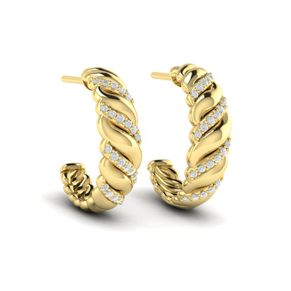 Diamond Pavé Twisted Hoop Earrings
