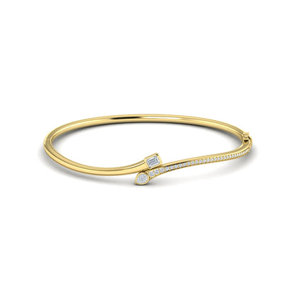 Emerald & Pear Shape Diamond Open Bangle