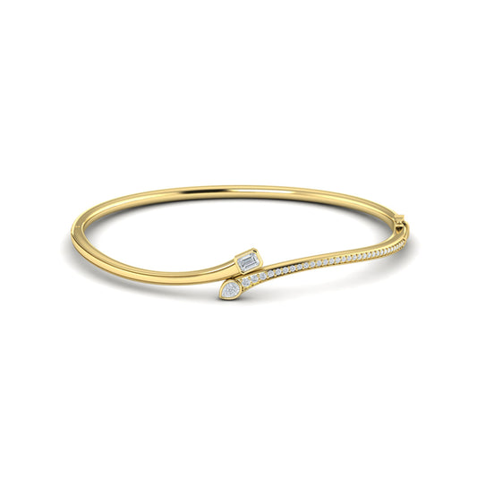 Emerald & Pear Shape Diamond Open Bangle