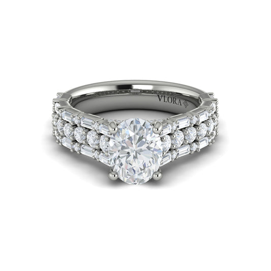 Oval Classic Engagement Ring in Platinum by Vlora Bridal