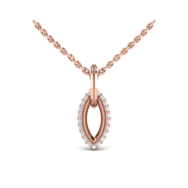 Open Navette Silhouette wtih Diamonds Pendant