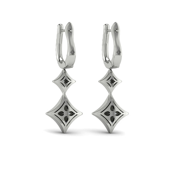 Diamond Double Vlora Star Drop Huggie Earrings