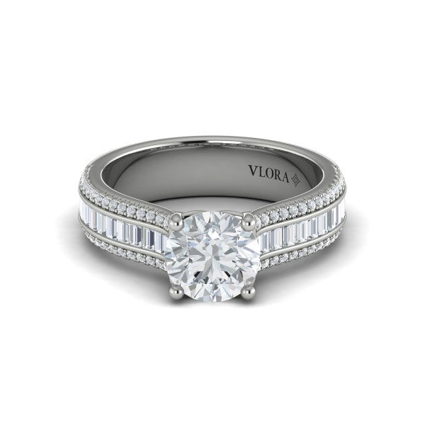Round Classic Engagement Ring in Platinum by Vlora Bridal