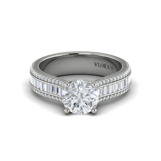 Round Classic Engagement Ring in Platinum by Vlora Bridal