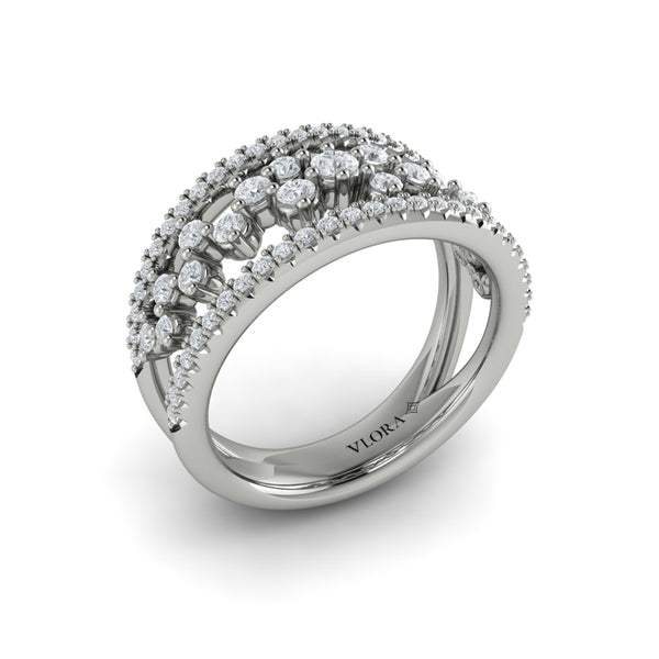 Floating Diamond Cluster Ring