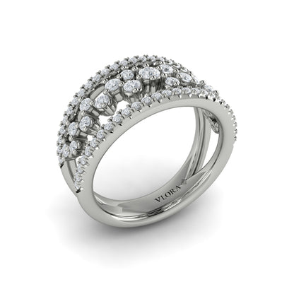 Floating Diamond Cluster Ring